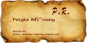 Petyka Rázsony névjegykártya
